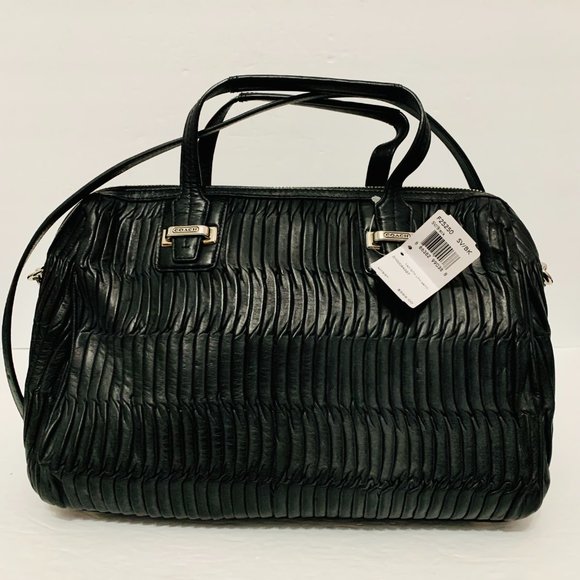 COACH MADISON TAYLOR GATHERED LEATHER SATCHEL BAG F25250 BLACK RETAIL $598